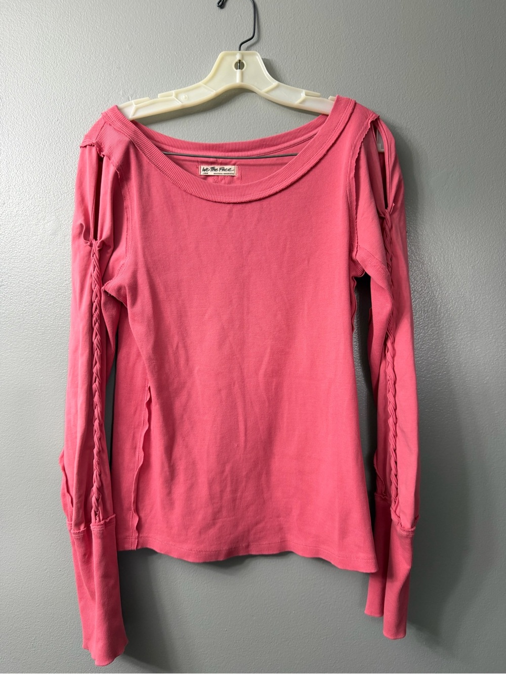 Free People Daisy Chain Cuffed Long Sleeve Top Sun Sand Crew Neck Blouse large